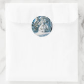 Sticker Rond Evergreens couverts de neige (Sac)