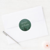 Sticker Rond Evergreens dans la forêt de brouillard Mariage ver (Enveloppe)