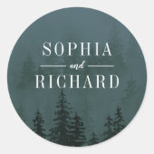 Sticker Rond Evergreens Forest Mariage bleu ardoise (Devant)