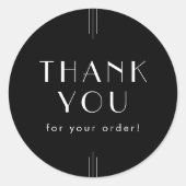 Sticker Rond EVERLY Art Déco Noir Merci pour votre commande (Devant)