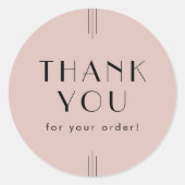 Sticker Rond EVERLY Art déco Rose Merci pour votre commande (Devant)