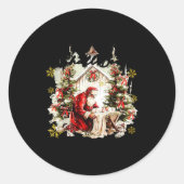 Sticker Rond Every Knee Shall Bow Funny Kneeling Santa Baby Jes (Devant)