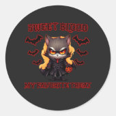 Sticker Rond Evil Vampire Chat Halloween Citrouille Chat Éffray (Devant)