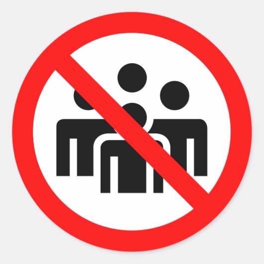 Sticker Rond Évitez le symbole de la foule pour Coronavirus (Devant)