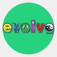 ÉVOLUER avec six symboles de paix et de progrès