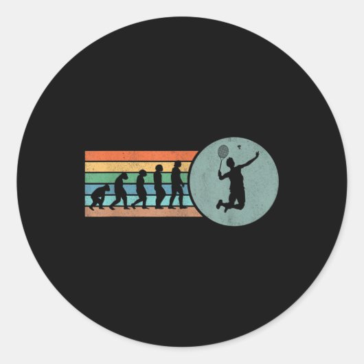 Sticker Rond Évolution de badminton rétro volant badminton vint (Devant)