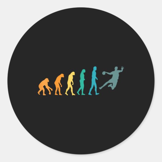 Sticker Rond Évolution de Handball Sport Drôle (Devant)