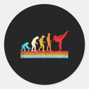 Sticker Rond Évolution de karaté taekwondo fille queue de cheva
