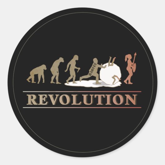 Sticker Rond Evolution de l'homme Révolution des femmes ID462 (Devant)
