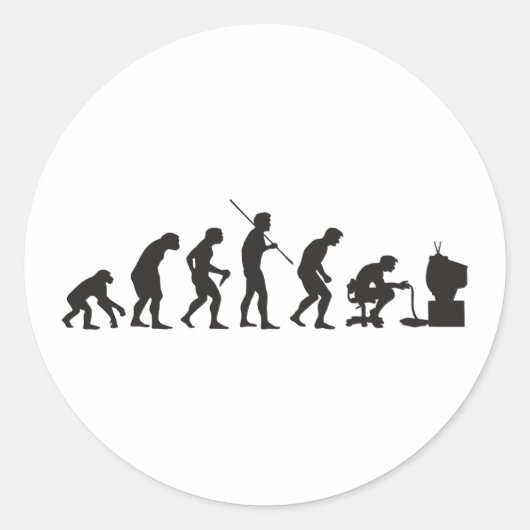 Sticker Rond Évolution des jeux vidéo Joueur de jeu (Devant)