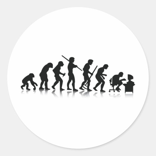 Sticker Rond Évolution des toxicomanes informatiques (Devant)