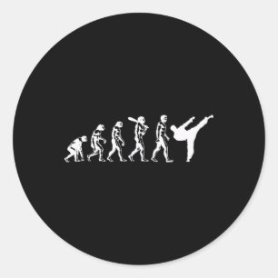 Sticker Rond Évolution du karaté arts martiaux kickboxing Taekw