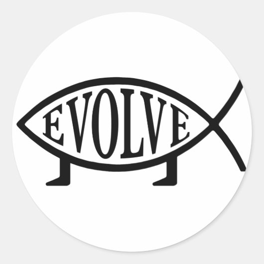 Sticker Rond Évolution du poisson (Devant)