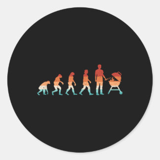 Sticker Rond Evolution Grilling Funny Barbecue Retro Grill