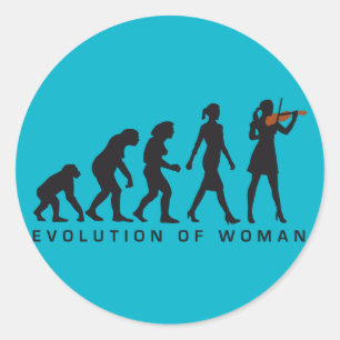 Sticker Rond evolution of womale female violin player