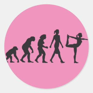 Sticker Rond evolution of woman yoga