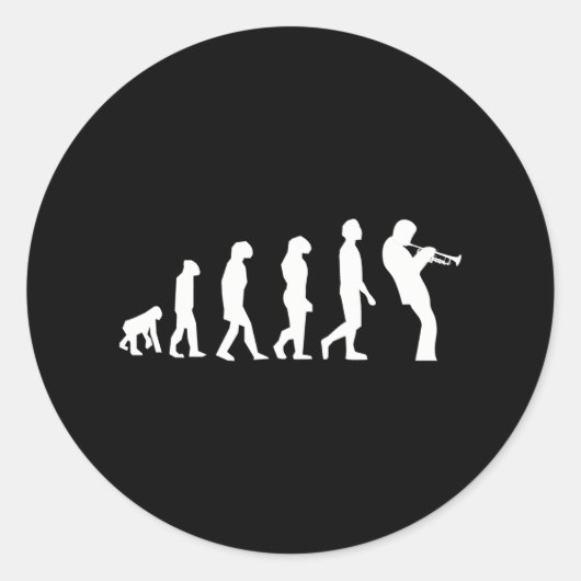 Sticker Rond Evolution Trumpet Player Musicien Instrumen Jazz (Devant)