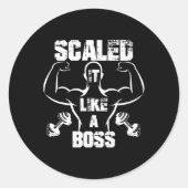 Sticker Rond Évolutivité Comme Un Boss Bodybuilder (Devant)