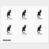Sticker Rond Ew, Gens Drôle Chat Noir Vintage (Feuille)