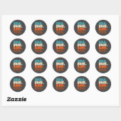Sticker Rond Ewe Sea Icons Groovy No Meaning Hen Tea Fun (Feuille)