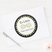 Sticker Rond Ex Libris Boplate - Leaf Green Pois blanc (Enveloppe)