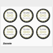 Sticker Rond Ex Libris Boplate - Leaf Green Pois blanc (Feuille)