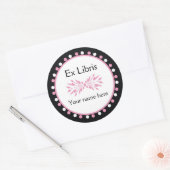 Sticker Rond Ex Libris Boplate - Pois blanc rose (Enveloppe)