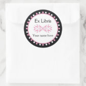 Sticker Rond Ex Libris Boplate - Pois blanc rose (Sac)