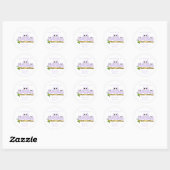 Sticker Rond Ex-libris de conception de hiboux lilas (Feuille)