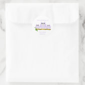 Sticker Rond Ex-libris de conception de hiboux lilas (Sac)