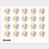 Sticker Rond Ex-libris de paysage marin (Feuille)