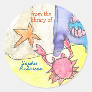 Sticker Rond Ex-libris de paysage marin