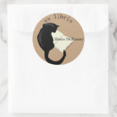Sticker Rond Ex Libris Lecture Chat Arrondi Plaque (Sac)