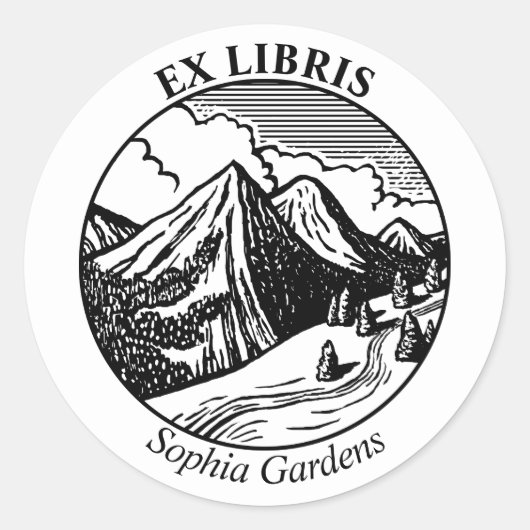 Sticker Rond Ex Libris - Paysage alpin (Devant)