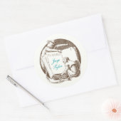 Sticker Rond Ex Libris Vintage Monkeys Plaque (Enveloppe)