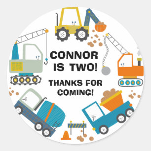 Sticker Rond Excavatrice grue pelle de construction pour annive