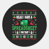 Sticker Rond Excel Ugly Christmas Sweater I Have A Spreadsheet (Devant)