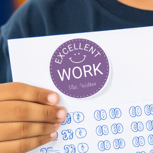 Sticker Rond Excellent Travail Enseignants Personnalisés