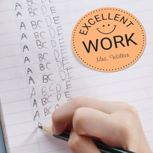 Sticker Rond Excellent travail | Enseignants personnalisés