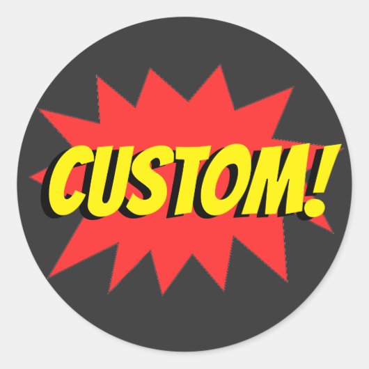 Sticker Rond Exclamation Superhero personnalisée (Devant)