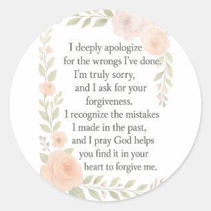 Sticker Rond Excuse/Pardon Floral