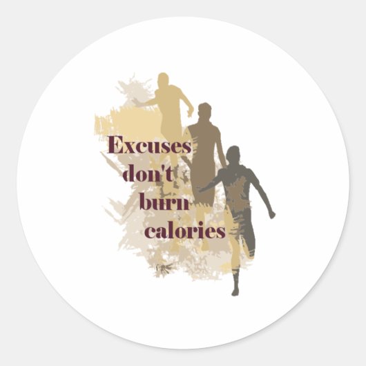 Sticker Rond Excuses Calories Citation de fitness inspirationne (Devant)