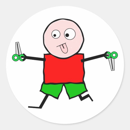 Sticker Rond Exécuter avec des ciseaux (Devant)