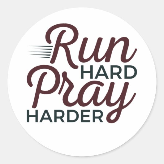 Sticker Rond Exécuter hard Pray Harder Runner Christian (Devant)