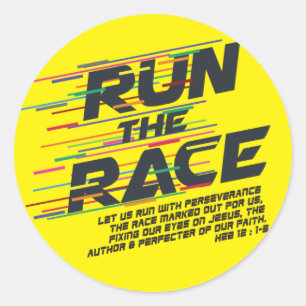 Sticker Rond Exécutez l'autocollant chrétien de course
