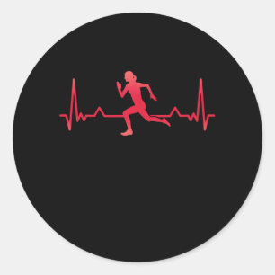Sticker Rond Exécution de la ligne Heartbeat Runner Xmas cadeau