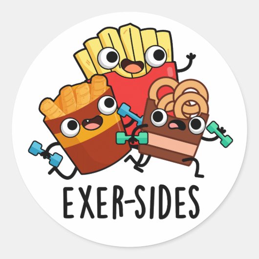 Sticker Rond Exer-sides Jeu de mots drôle sur l'exercice (Devant)