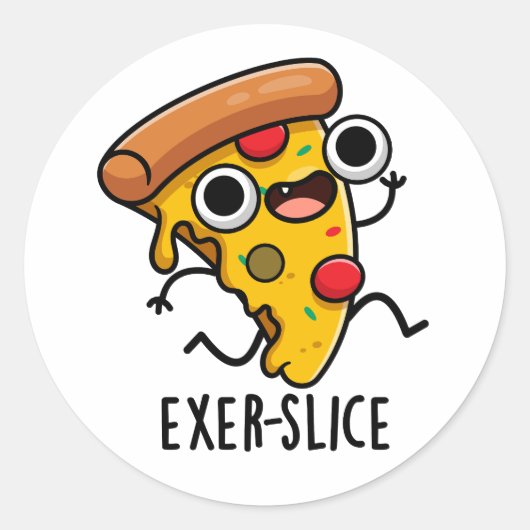 Sticker Rond Exer-slice Funny Pizza Pun (Devant)