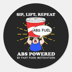 Sticker Rond Exercice Amusant Abs Fast Food Gym entraînement Bo