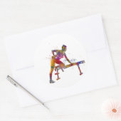 Sticker Rond Exercice de remise en forme en aquarelle (Enveloppe)